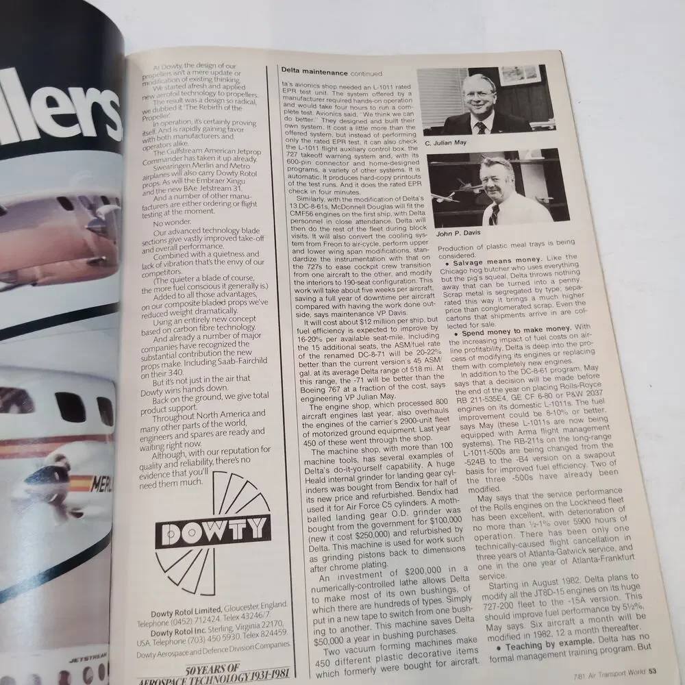 Air Transport World Magazine July 1981 - American Airlines Maintenance Vintage
